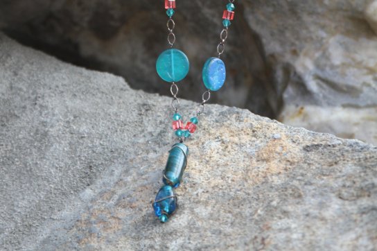 Glass Coins and Wrapped Glass Pendant